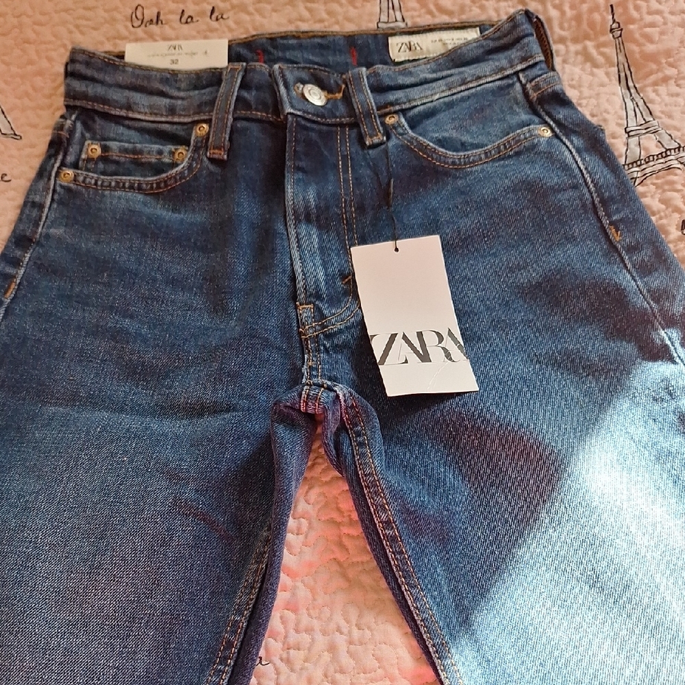 Zara Blue Skinny Jeans with Vintage Wash